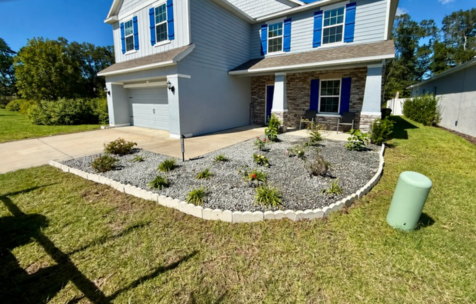 Completed flowerbed landscaping